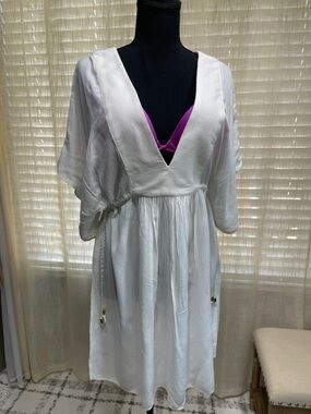 (New) Ralph Lauren V-Neck Tie-Waist Swim Cover-Up Dress(New-Never worn)